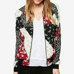 NWT Sanctuary patchwork floral bomber jacket